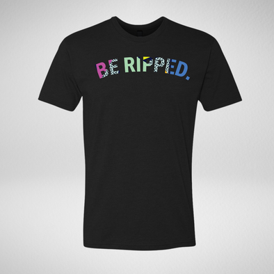 UNISEX CURVED BE RIPPED TEE - SUMMER VIBES - BLACK