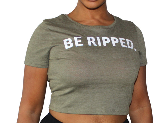 WOMEN'S CROPPED TEE - OLIVE-BE RIPPED FITS
